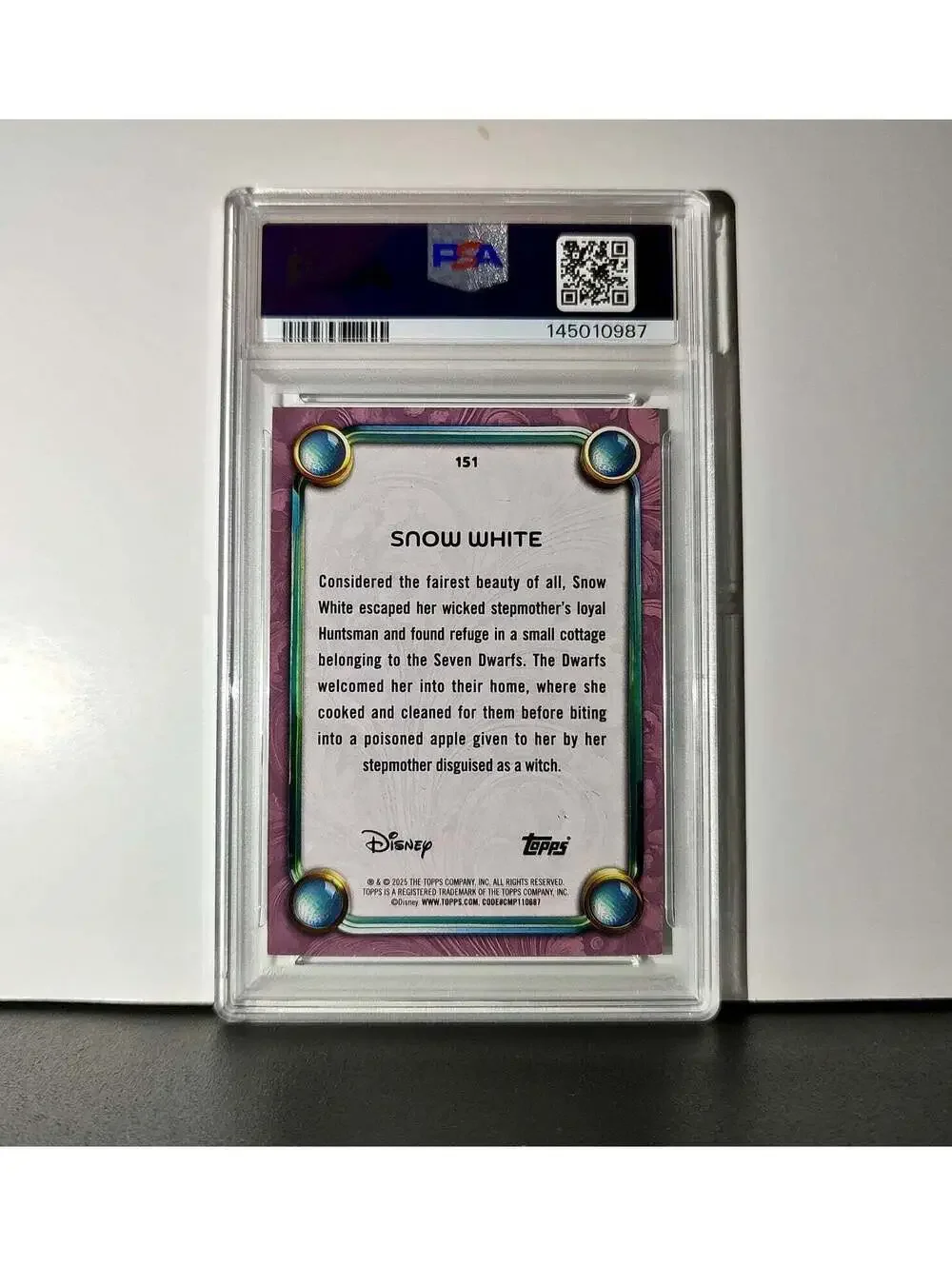 Snow White  2025 Topps Disney Cartoon Princess #151 Card PSA 8